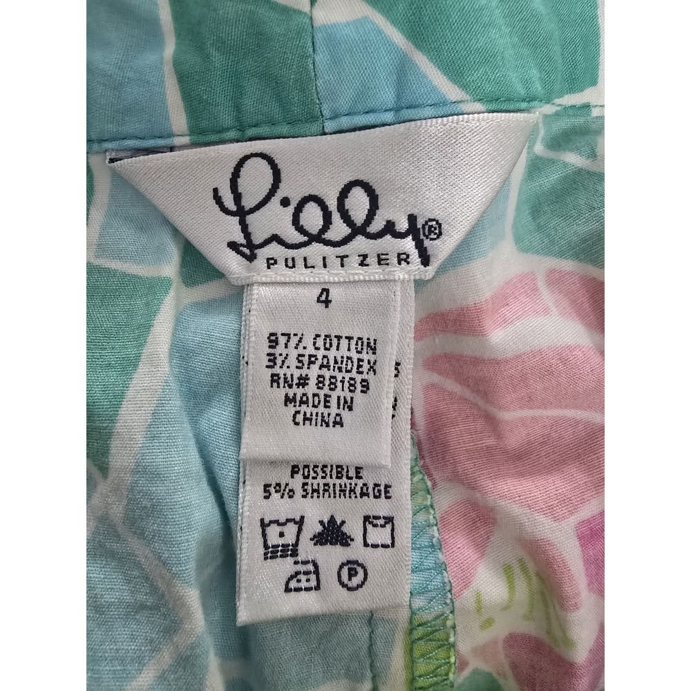 Lilly Pulitzer Liza Capri Pants Green Cote D‎ Azar Mosaic Size 4 - Picture 4 of 5